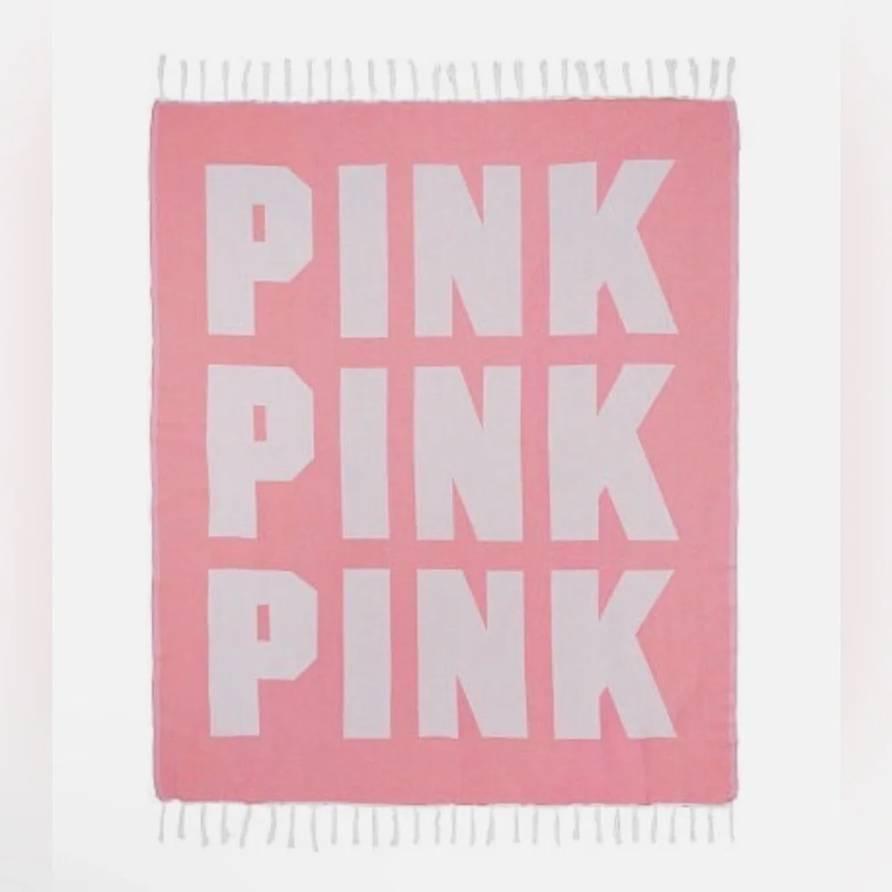 Pink VICTORIA'S SECRET Beach Blanket or Throw 100% Cotton 50IN X 60IN NEW